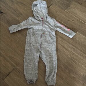 18 month Carhartt coverall toddler onesie one piece zipper outfit with hood